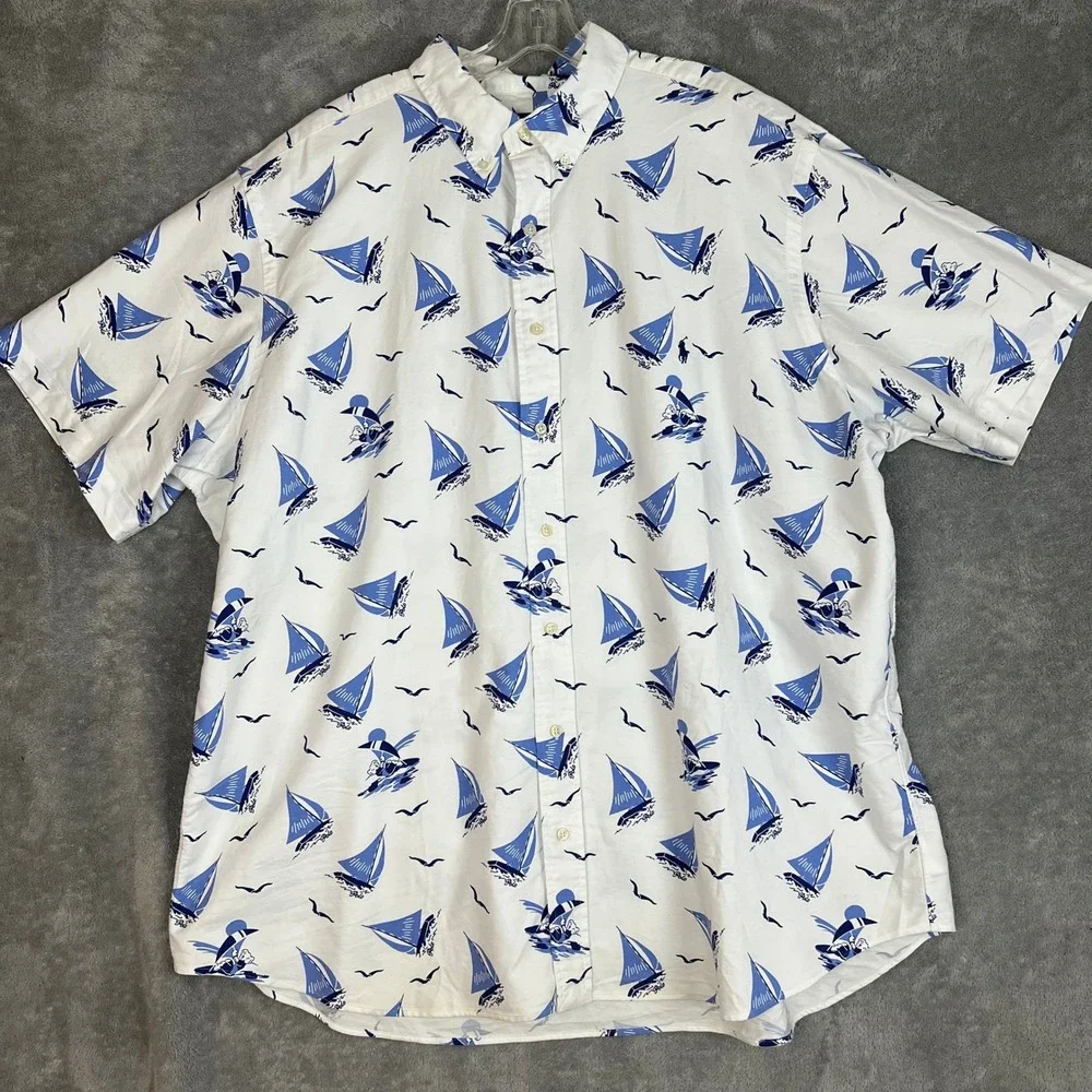 Polo Ralph Lauren Oxford Shirt Mens 2XB Cotton Sailboat Nautical Bear Preppy